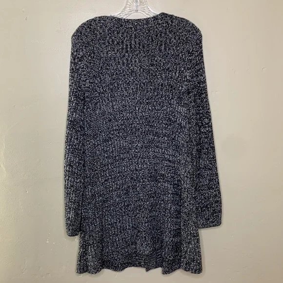 STYLE & CO Cardigan Duster Sweater Black White Marled Toggle Buttons Large - Picture 2 of 12